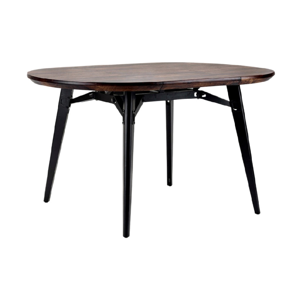**Table ronde en bois avec pieds en métal pliables**
