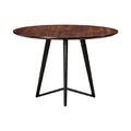 **Table ronde en bois avec pied en métal noir**
