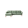 **Canapé d'angle moderne en tissu vert avec accoudoirs et pieds en bois**